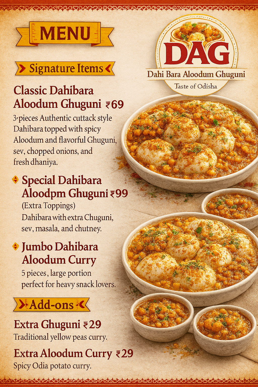 DAG Menu Card